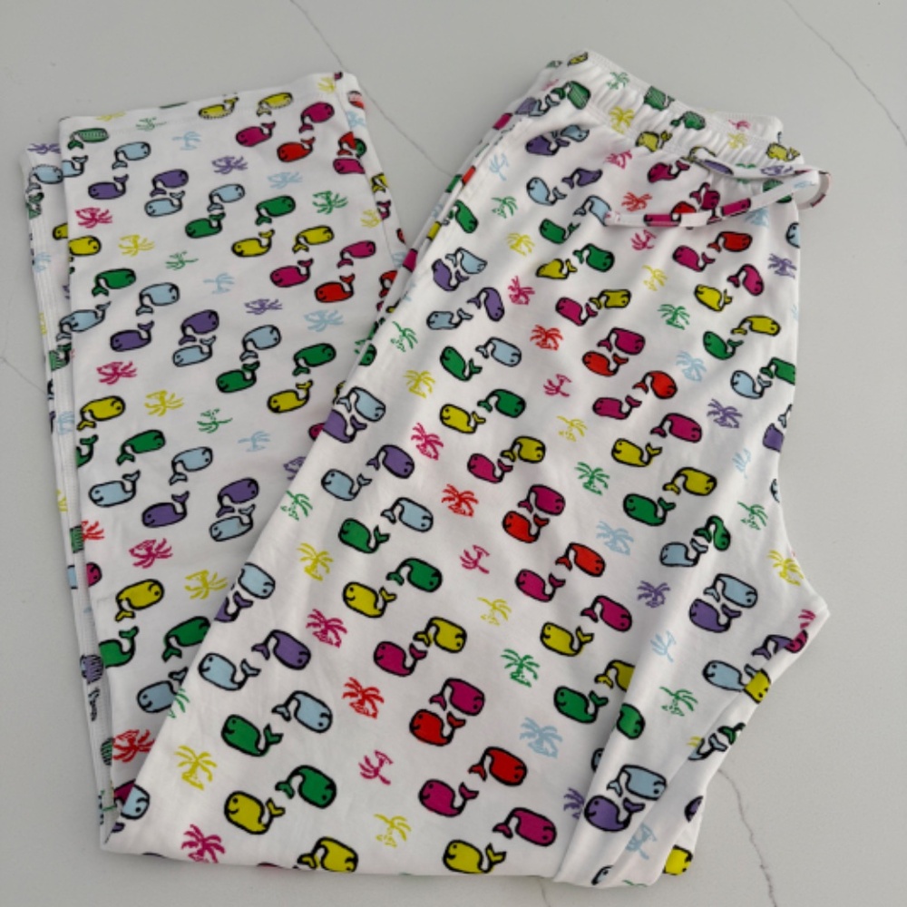 Roller Rabbit Whale Multicolored Pajamas Bottoms Pants Comfy Sleepwear Sz Small